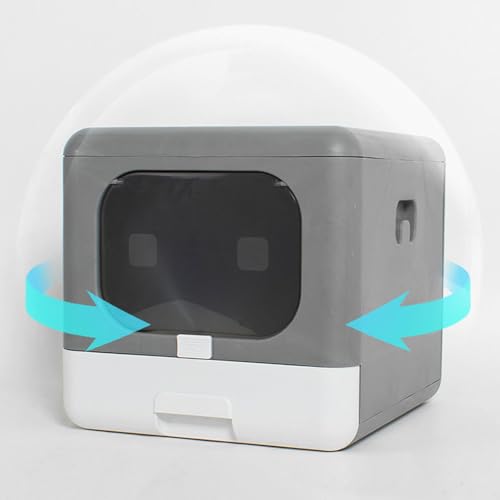 Arenero cerrado grande para gatos plegable gris clásico miniatura 7