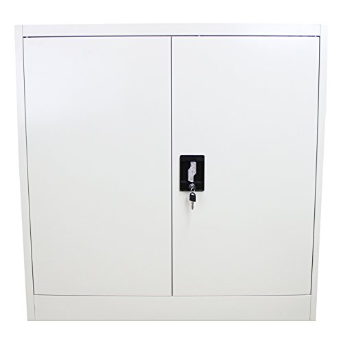 Preisvergleich Produktbild MonsterShop abschließbarer Aktenschrank Ablageschrank Registratur Stahlschrank Büroschrank Büromöbel 90cm (H) x 90cm (B) x 40cm (T) hellgrau