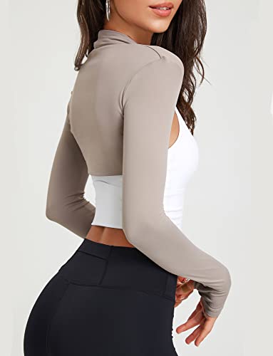 Image of FEOYA Women's Long Sleeve Bolero Open Front Cropped Cardigan Athletic Workout Shrug