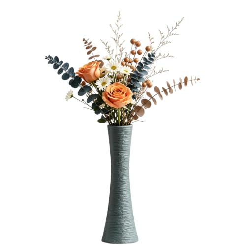 Image of 20cm Small Ceramic Vase Narrow Neck Decorative Floral Vase Tapered Vase for Home Wedding Table Bedroom Living Room Desk (Grey)