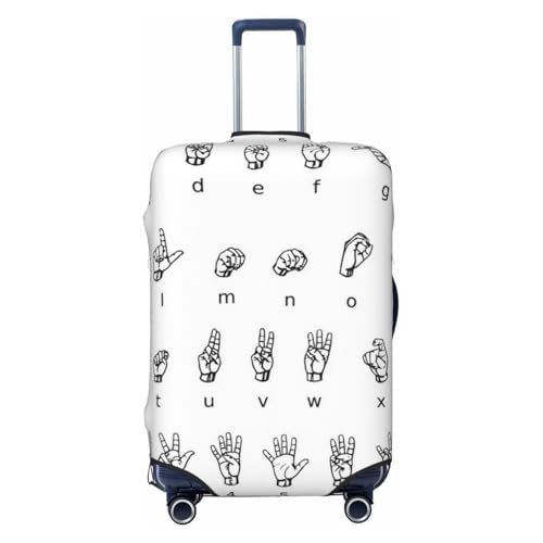 Sign Language Alphabet Print Suitcase Cover Luggage Protector Washable Elastic Fashionable Travel Gear Cover