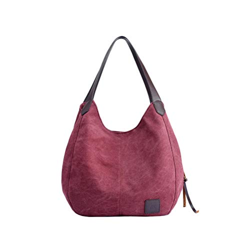 Sac à main en toile vintage Beaupretty avec poignées en cuir et bandoulière pour café