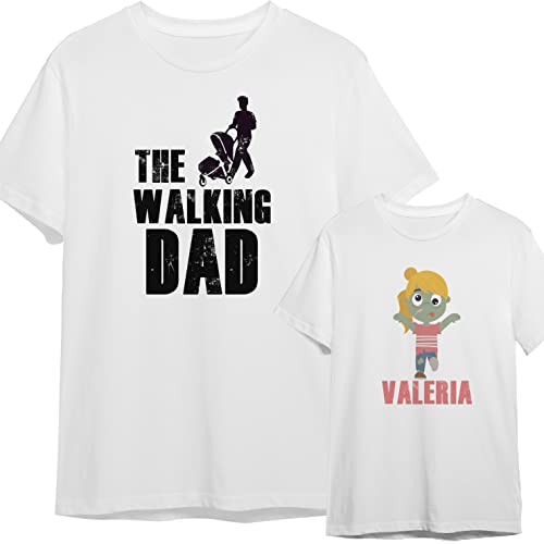 Regalo día del padre camiseta papá personalizada + Body o camiseta hijo/a Estilo the Walking Dead...