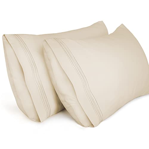 Lirex 2-Pack Fundas de Almohada 1800 hilos, Tamaño 50 cm x 75 cm Fundas de Almohada de Microfibra Suave Cepillada, Transpirables sin Arrugas y Lavables a Máquina, Beige