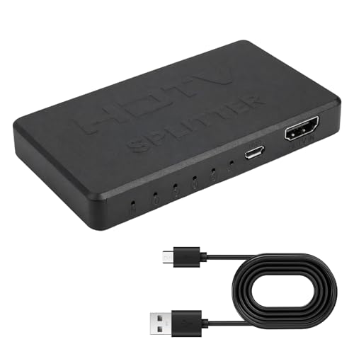 Splitter HDMI 4K 1 Entrée vers 4 Sorties, Répartiteur HDMI 1x4 avec HDR 3D EDID HDCP, Duplication Multi Écrans Synchronisée, Hub HDMI pour TV, Moniteur, Projecteur, Compatible Full HD 1080P