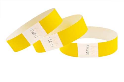 CINTAPUNTO - 500 Pulseiras de papel para eventos festa discoteca - identificativas - pulseiras - pulseira de identificação festival - pulseira fluorescente néon - festival wristband - Yellow
