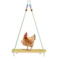 BAGHPBM 15.7-Inch Wooden Frosted Chicken Swing Perch Toy Natural Handcrafted Chicken Coop Accessory Chicken Enrichment Toy for Hens and Roosters(Yellow)