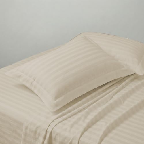 Image of LINENWALAS Cotton 300 TC Standard Size Pillow Cover | 2 cm Sateen Stripe Design | Cloud-Soft, Breathable & Skin-Safe | Oeko-TEX Certified Hotel-Style Bedding (18x28 inch, Set of 2, Pearl)