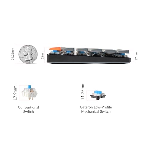 Image of Keychron K3 Version 2, 84 Keys Ultra-Slim Wireless /Wired Mechanical Keyboard with White LED Backlit, Low-Profile Gateron Mechanical Blue Switch Compatible with Mac Windows