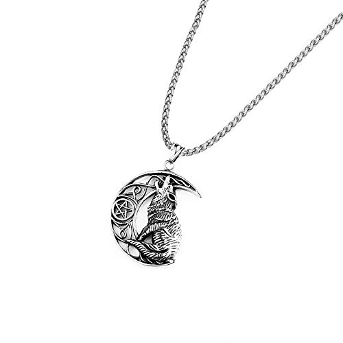 JO WISDOMStainless Steel Wolf Pendant Necklace for Men