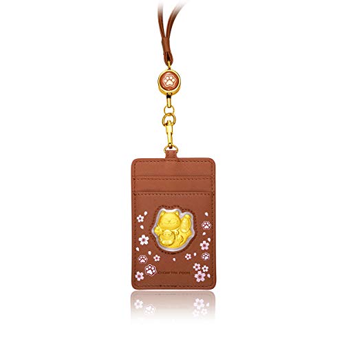 Chow Tai Fook 999 24K Gold Maneki-Neko Fortune Cat Gold Coin With Id Badge Holder & Lanyard #TOP1