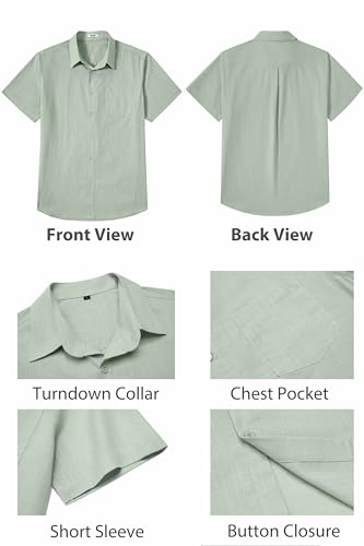 Image of COOFANDY Men's Button Down Short Sleeve Shirt Casual Cotton Summer Beach Wedding Linen Shirts with Pocket