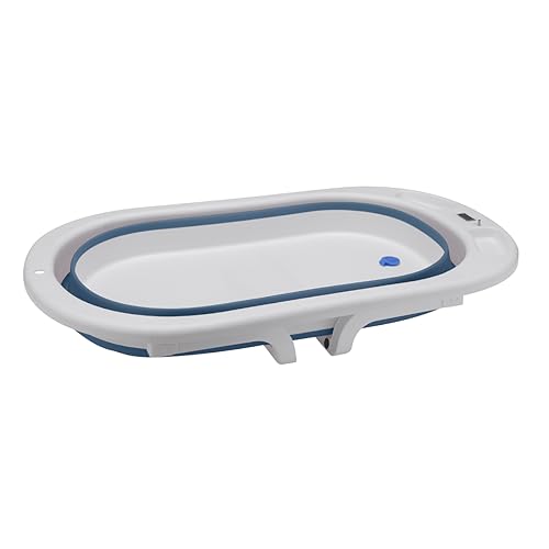 Banheira Retratil Portátil Dobrável Infantil com Termometro Digital Banho Bebê Azul Awiki