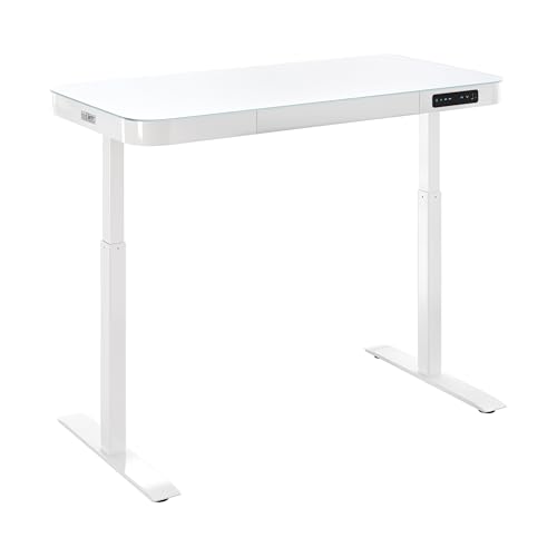 Seville Classics Airlift Mesa Regulable en Altura Vidrio Templado, Blanco, 121x61 cm - imagen 13