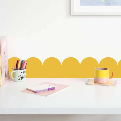 Vinilos decorativos borde ondulado amarillo 4 hojas miniatura 3