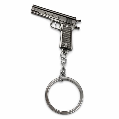 VEOWOO 92F Keychain Tactical Keychains for Men with M9 Pistol Model and Antique Finish Cool Metal Key Chains Gifts for Gun & Military Lovers