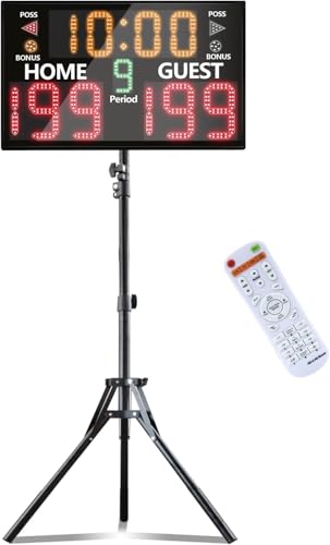 YZ Bigger LED Digital Scoreboard Portable Scoreboard Basketball with Timer Clock Electronic Scoreboard with Remote Tabletop Scoreboard Clock Score Keeper for Outdoor Game