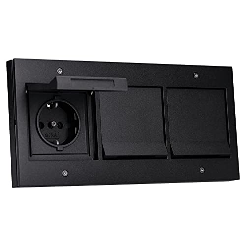 Gira TX 44 Anthrazit Komplett-Set 3x Steckdose 045467 3-fach Rahmen 021367 Feuchtraum IP44