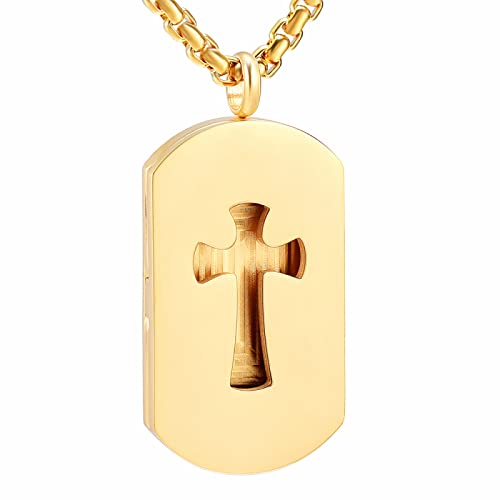 Collar difusor de aceite esencial acero inoxidable Cross & Dog Tag