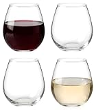 Bexter Stemless Wine Glasses Set of 4, 15.9 oz Clear Crystal Wine Glasses, Dishwasher Safe Red and White Wine Glasses, Modern Stemless Drinking Glasses for Home, Wedding, Birthday & Parties