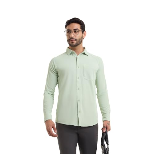 Image of Workday Shirt for Men Long Raglan Sleeve Regular Fit Superior Stretch Wrinkle Free Shape Retention Quick Dry Anti-Viral Finish UPF 50+