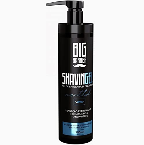 Kit Shaving Gel De Barbear Big Barber Lemon + Menthol 750ml Caixa Com 2 Unidades