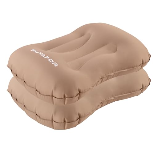 SUTAFOR Cuscino da Campeggio Gonfiabile con Design Ergonomico Cuscino da Viaggio Confortevole e...