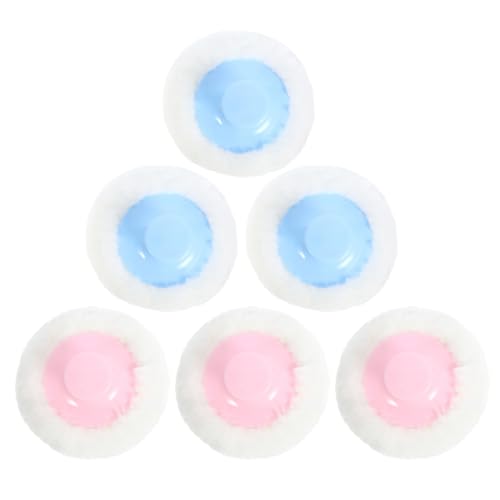 HEALSOPTHY Borlas de Polvo para Bebés 6 Piezas, Aplicadores Suaves y Esponjosos para Polvos Faciales y Corporales, Colores Azul Claro y Rosa, Esponjas para Cuidado Infantil y Protección Piel