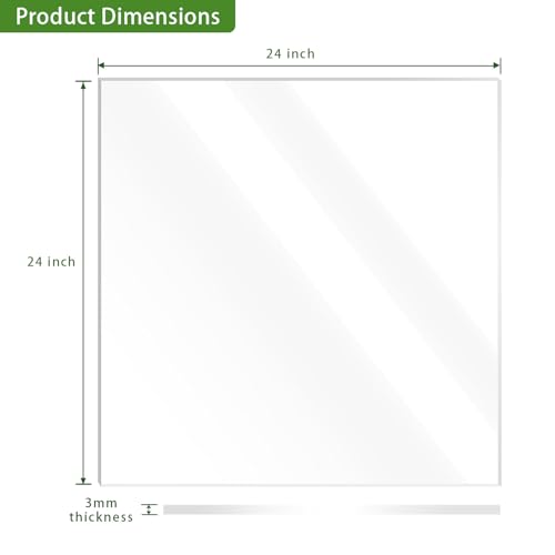 Image of Lesnlok 24 x 24 Frosted Acrylic Sheet 1 /8 inch Thick 3mm 2 Piece Bouble Sided Frosted Plexiglass Sheet,Transmittance 86%, for Decoration (2, Frosted Transparent, 24 x 24 x 1 /8)