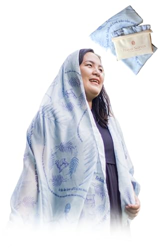 Hosanna Scripture Shawl Christian Gift for Women Large Lightweight Prayer Scarf 35x70 Bible Verse Devotional Wrap with Jesuss Love (w/Canvas Bag Blue)