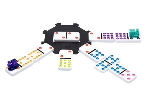 Pressman 3928 Mexican Train Dominoes - Beautiful Color Dot Double 12 Dominoes Set thumb #1