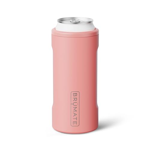 Image of BruMate Hopsulator Slim Can Cooler Insulated for 12oz Slim Cans | Skinny Can Insulated Stainless Steel Drink Holder for Hard Seltzer, Beer, Soda, and Energy Drinks (Guava)