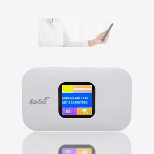 FAUOSWUK Portable WiFi Hotspot, Unlocked 4G/5G Device, 300Mbps Travel Router with SIM Slot LED Display, Supports 10 Devices & 10+Hr Battery for Camping and Travel