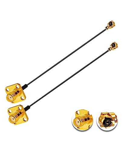 Vecys 2PCS U.F.L1 to SMA Cable U.F.L1 to SMA Female Flange Panel Mount 1.13mm Mini-Coaxial Pigtail Cable 6" /15CM for Wireless Routers Mini PCIE Network Cards PCI Wi-Fi WAN Repeater