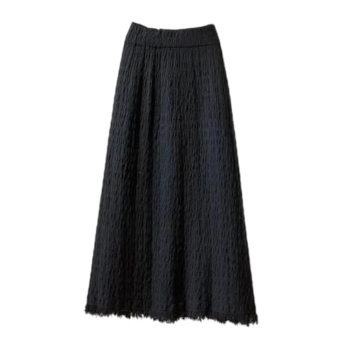 Women’s Winter Knit Skirt High Waist A-Line Midi Long Fringe Hem Slim Casual Party Skirts