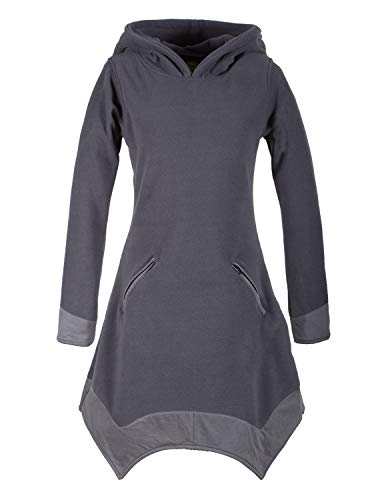 Preisvergleich Produktbild Vishes - Alternative Bekleidung - Weiches Warmes Langarm Zipfelkleid recyceltes Fleece Zipfelkapuze Taschen grau 38-40