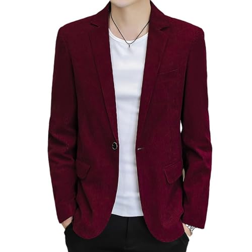 Men's Vintage Corduroy Lapel Jacket, Sport Coats Men Casual Formal Long Sleeve Classic 1 Button Suit Blazer Jackets
