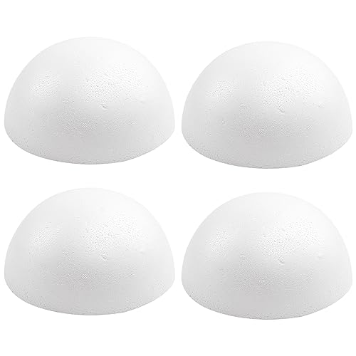 Crafjie 4PCS 6 Inchs White Foam Balls Half Round Polystyrene Half Foam Balls Craft Supplies Hemispherical Christmas Craft Ballfor DIY Home Craft Project and Art Decoration