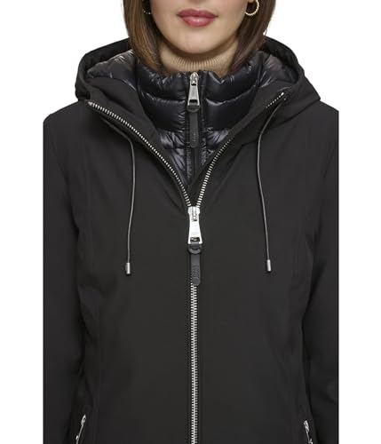 DKNY Women's Hooded Bib-Front Puffer4