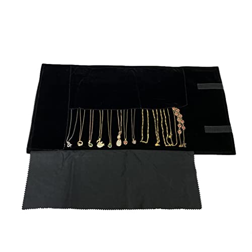 Rollo de joyería de terciopelo negro para almacenamiento y viaje 3