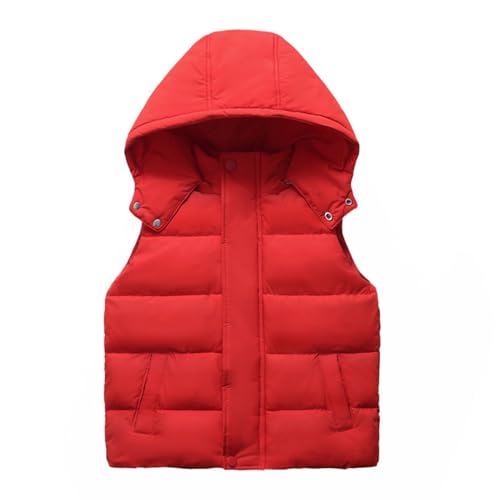 Boys Girls Kids Winter Down Vest Windproof Sleeveless Jacket with Detachable Hooded Lightweight Outerwear