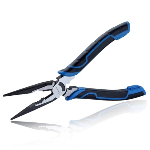 SPEEDWOX 8-Inch Multifunctional Tool Pliers Multipurpose Long Nose Pliers with Wire Cutter and Crimper Serrated Jaws Long Nose Cutting Pliers Heavy Duty Multifunctional Electrician Pliers