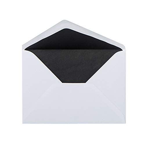 Paper24 Trauerbriefumschläge Din C6 gefüttert schwarzer 2 mm Streifen 25 Stück Format: 114x162 mm Trauerumschläge mit schwarzem Futter, Kondolenzhülle für A6 Karten