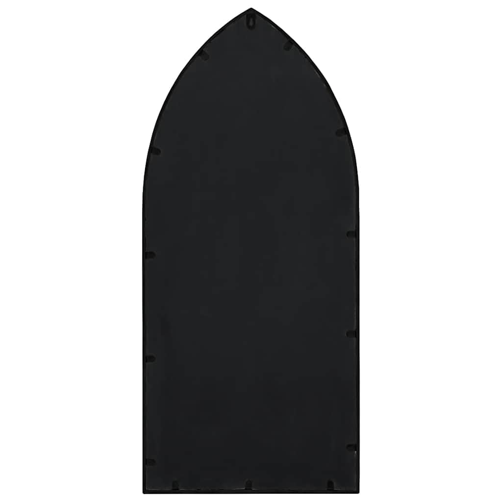Espejo de jardín negro, 70 x 30 cm, hierro con efecto oxidado, agujero preperforado para montaje en pared en exteriores, espejo decorativo para reflexión de la luz y aumento de espacio