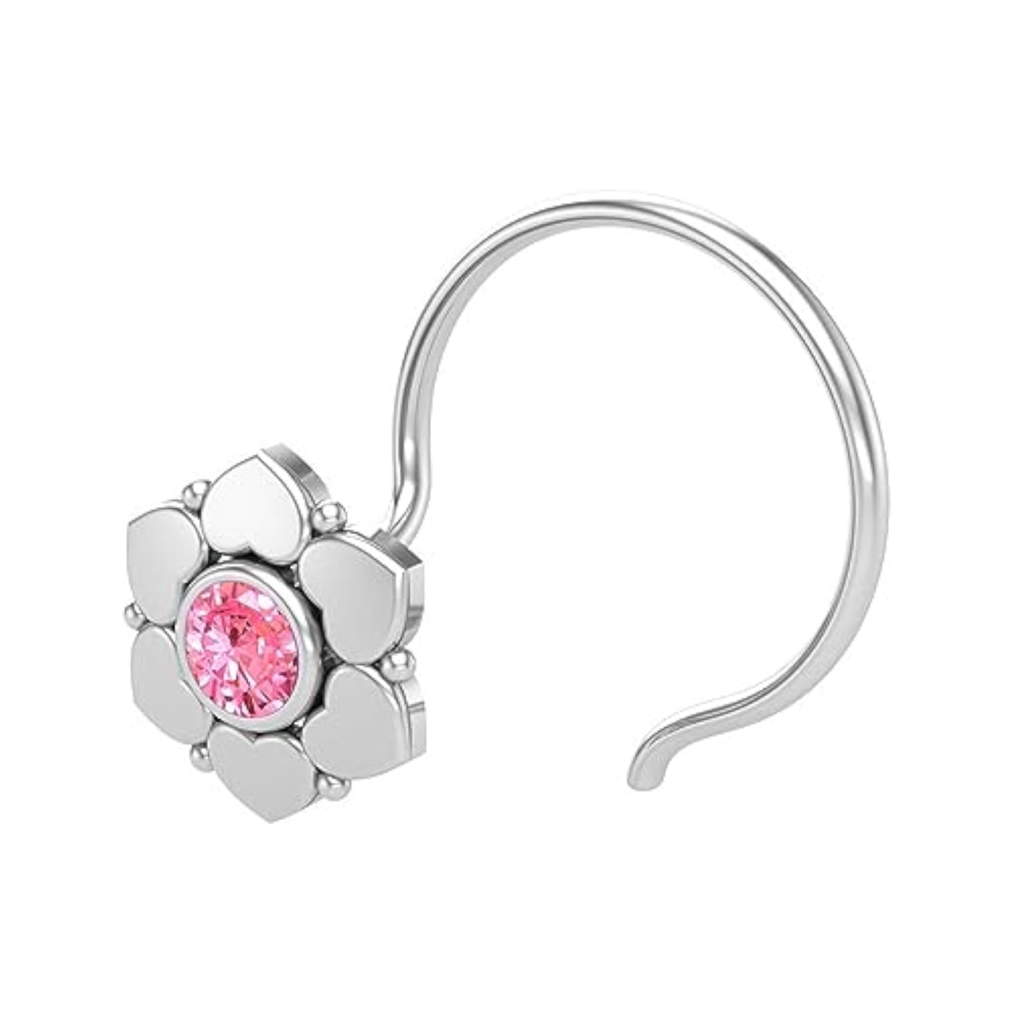 925 Sterling Silver Stone Nose Pin for Girls and Women