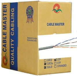 1,000 ft Bulk Cat5e Ethernet Cable/Full Copper - Wire UTP Pull Box - Grey - in-Wall Rated Solid Gray