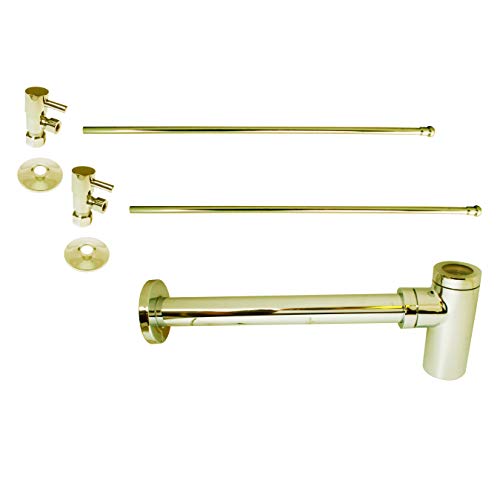Westbrass D1438QRL-01 1/4-Turn Lavatory Kit with Valves & Risers, Polished Brass