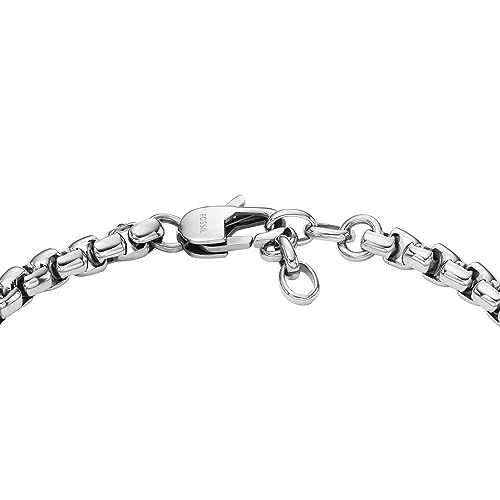 Image of Fossil Men's Plated Stainless Steel Engravable Personalized Gift ID, Chain or Cuff Bracelet for Men