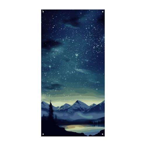 Celestial Night Sky Door Banner Summer Porch Banners 70.9 X 35.4 in Welcome Front Door Cover Hanging Flag Porch Sign for Party Yard Indoor Outdoor Decor