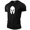 GYMTIER Spartan Helmet Men's Gym T-Shirt Bodybuilding Training Workout Lifting Top Clothing, Black, 5XL #3